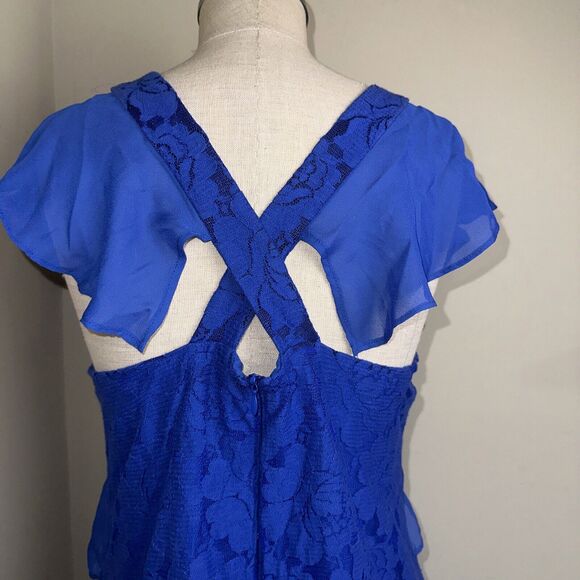Metaphor Blue Lace Chiffon Embellishment Dress Size 7/8 - Picture 2 of 7